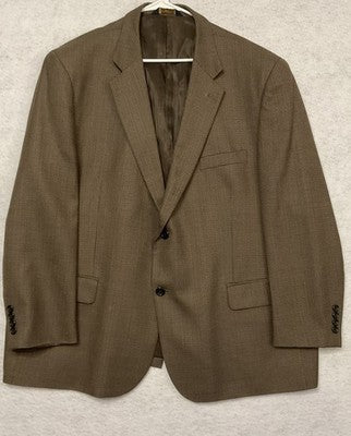 Joseph & Feiss Gold Suit Jacket Men 50 Brown Wool Check Polyester Lined