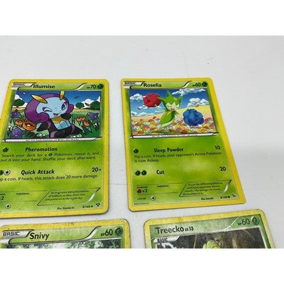 Pokemon Trading Card Lot Grass Type 6 Cards Green Snivy Treecko TCG