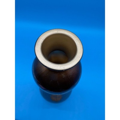 Vintage 60's Amber Glass Genie Bottle Decanter 18.5" San Miguel Spain w/ Stopper