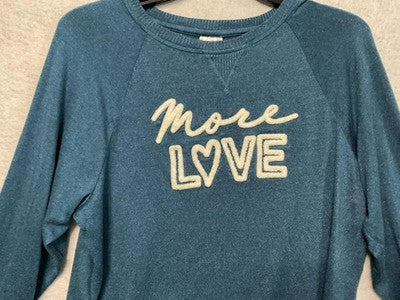 Secret Treasures Sweatshirt Womens Small Green More Love Graphic Pullover Lounge