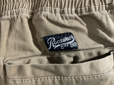 Rocawear Jogger Pants Mens XL Beige Elastic Waist Cuffed Stretch Drawstring
