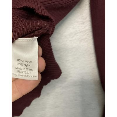 Nine West Sweater Womens Large Burgundy Ribbed Knit Crew Neck Long Sleeve Top