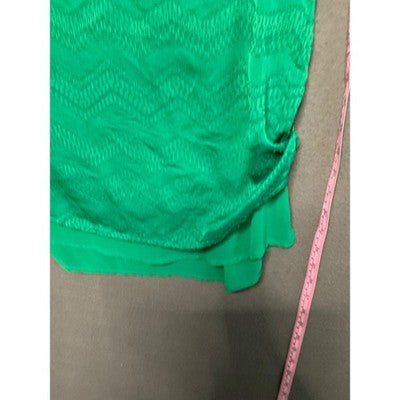 The Limited Chevron Blouse XS Green Roll Tab Sleeves Lined Textured Feminine