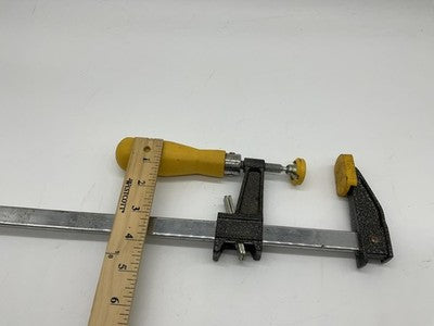 Columbian 42812 Bar Clamp Yellow Handle Woodworking Metal F Clamp Tool Vintage