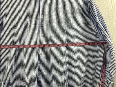 Blue White Striped Shirt Mens 4XL Long Sleeve Button Up Big Tall Seersucker