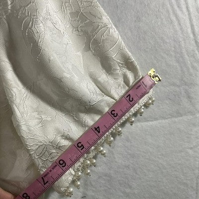 Doveyaf Dress Womens 2XL White Jacquard High Neck Puff Sleeve Qipao Wedding NWT