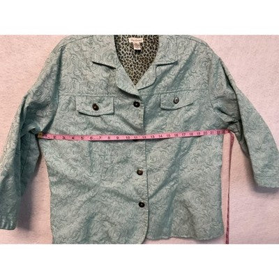 Bechamel Jacket Womens XL Green Floral Jacquard Leopard Lined Mint Vintage