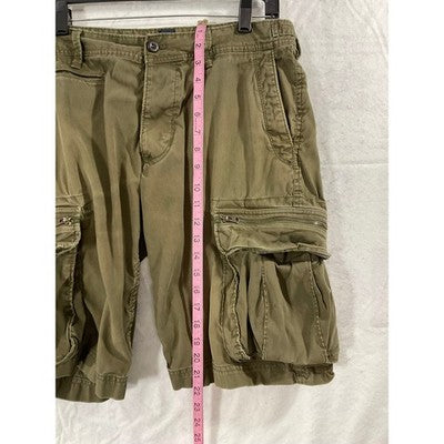 Cargo Shorts Mens 32 Olive Green Multi Pocket Zipper Accent Utility Outdoor