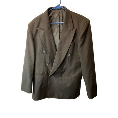 Julian Loren Men’s 44R Double Breasted Black Suit Jacket Blazer Classic Formal