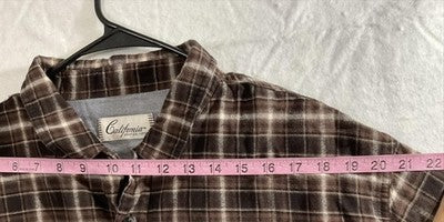 California Shirt Mens 2XL Brown Plaid Flannel Long Sleeve Button Up Pockets