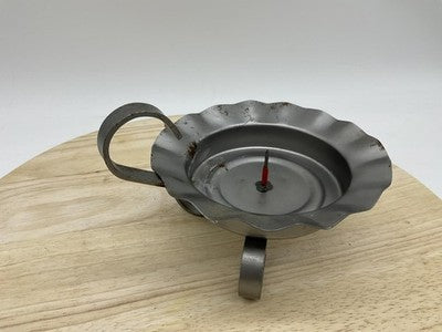 Rustic Metal Scroll Candle Holder Plate Stand Gray Home Table Centerpiece Decor