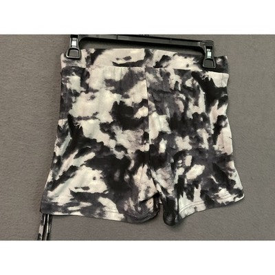 AQ Sport Shirt Shorts Set Womens Medium Black White Tie Dye Lounge Activewear