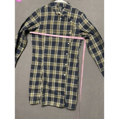 Flannel Plaid 2pc Loungewear Set Women L Pull-On Pants Pockets Long Tunic Top