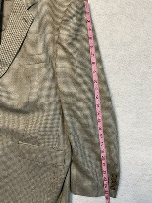CHAPS Ralph Lauren Sport Coat Men 46 Beige Silk Wool Tweed Check Lined