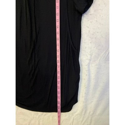 Ekouaer Maternity Top Women Large Black Ruched Side Pleated Scoop Neck Tunic