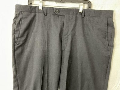 Dress Pants Mens 45x28 Gray Flat Front Straight Leg Business Casual Office