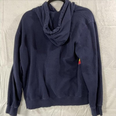 Born Fly Hoodie Mens Small Blue Pullover Graphic Logo Fleece Kangaroo Pocket