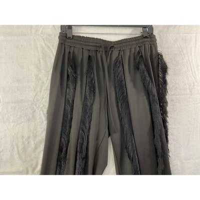Fringe Joggers Women XL Black Tassel Streetwear Statement Pants