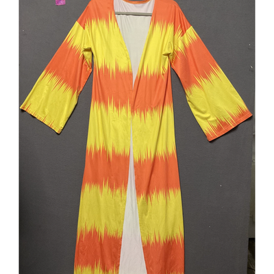 Women's 3Pc Swimsuit XL Yellow Orange Tie Dye Bikini Criss Cross Coverup