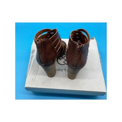 Daisy Fuentes Carrie Strappy Heeled Sandals Cognac Size 6.5M