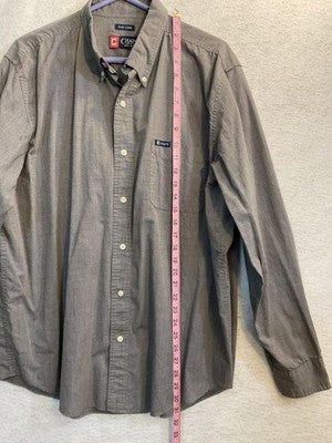 Chaps Shirt Mens XL Gray Easy Care Check Long Sleeve Button Down Pocket Casual