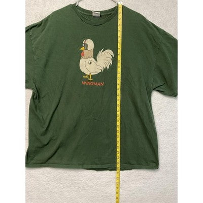 Wingman Chicken Shirt Mens 3XL Green Funny Rooster Pilot Aviator Graphic Tee
