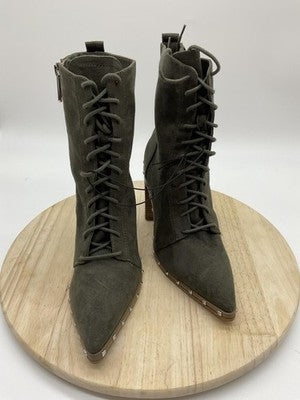 Charles By Charles David Boots Womens Size 7.5 Green Duffy Lace Up Studded Ankle
