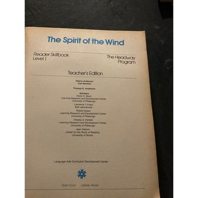 Spirit of the Wind Open Court Level I Teacher’s Edition Headway Program Valeria