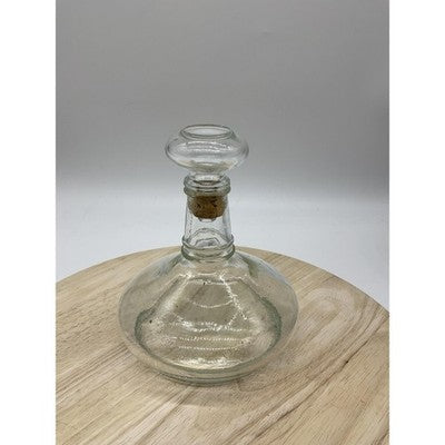 Clear Glass Liquor Bottle Decanter Squat Round with Stopper 750 ML Made in Italy