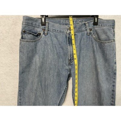 Nautica Jeans Mens 38x34 Blue Light Wash Straight Leg Denim Classic 5-Pocket
