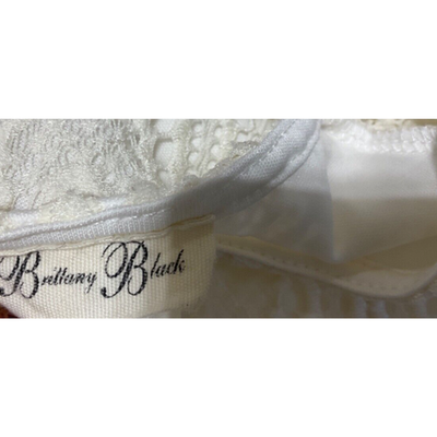 Vintage Brittney Black Medium Off-White Boho Short Sleeve Top, 90's Flare