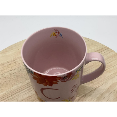 Hearth & Hand with Magnolia C Monogram Mug Pink Floral Stoneware Coffee Cup