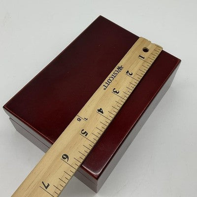 Red Wood Jewelry Hand Harness Display Storage Box Mirror Slots Case Rectangular