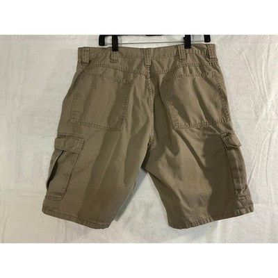 Wrangler Cargo Shorts Mens 36 Khaki Tan Cotton Twill Relaxed Fit Workwear