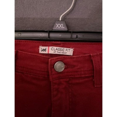 Lee Classic Fit Red Denim Pants 32x30 High Waist Cotton Blend Women’s High Waist