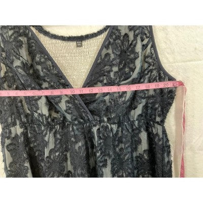 RWJ Midi Dress Womens 3XL Navy Blue Textured Floral Smocked Back Cocktail Dress