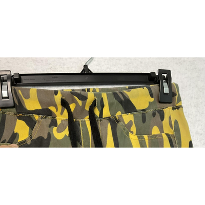 KROIX Pants Womens S/M Yellow Camo Moto Joggers Zipper Detail Drawstring Tapered