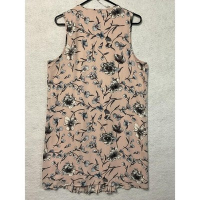 DR2 Dress Womens Medium Floral Sleeveless Pleated Lined Button Front Polyester