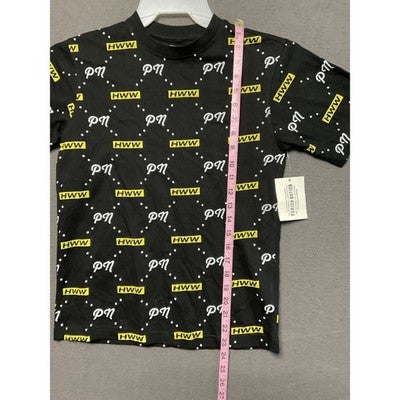 Parish Nation Boys Medium Graphic Tee Black Yellow PN HWW Logo Print Shirt