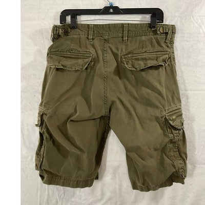 Cargo Shorts Mens 32 Olive Green Multi Pocket Zipper Accent Utility Outdoor