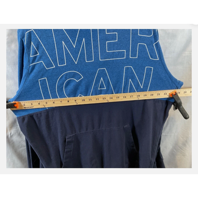 American Eagle Outfitters Hoodie Mens XL Blue Colorblock Graphic Sweatshirt