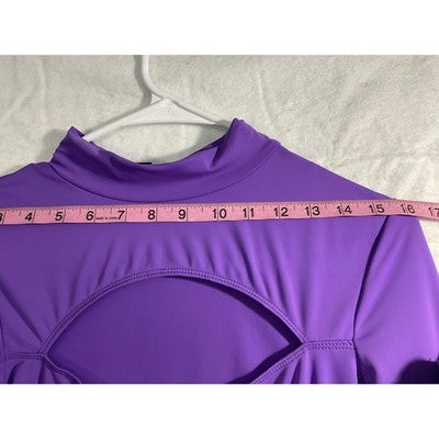 SHEIN SXY Bodysuit Womens Large Purple Long Sleeve Cutout Mock Neck