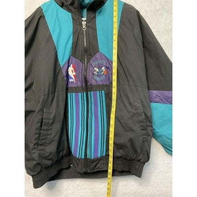 Vintage Charlotte Hornets PufferJacket Mens Large NBA Reversible Pro Player 90s