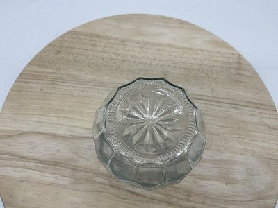 Clear Glass Vase Faceted Panel Sides Starburst Base Flared Rim Decor Centerpiece