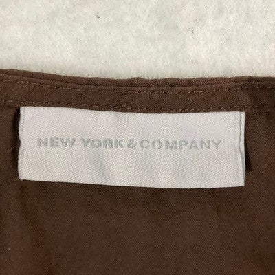 New York & Company Blouse Women L Brown Ruffle V-Neck Sleeveless Cotton Shell