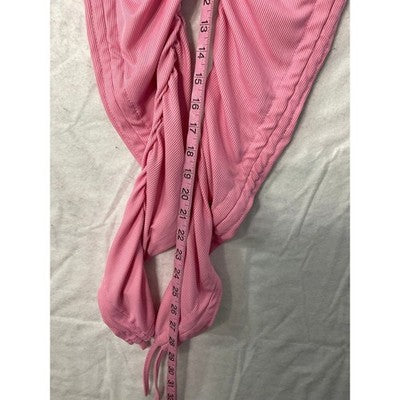 Stacked Leggings Womens L Pink Ribbed Ruched High Waist Streetwear