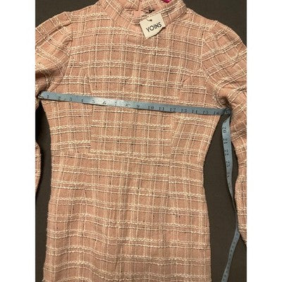 YOINS Women's Pink Plaid Dress Small 90% Polyester 10% Cotton NWT Office Wear