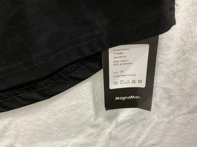 MagnaMan Shirt Mens Medium Black Long Sleeve Crewneck Basic Cotton Tee Casual