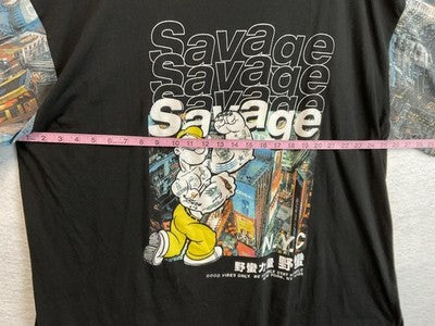 Popeye Shirt Mens 5XL Black Savage NYC Graphic Tee Big & Tall Cartoon Streetwear