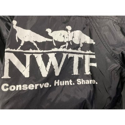 NWTF Windbreaker Jacket Mens XL Black Turkey Hunting Conservation Graphic